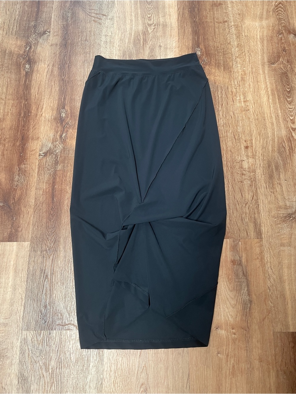 Porto San Francisco Gathered Skirt Size 1 Black Artsy Minimalist Pull On Stretch